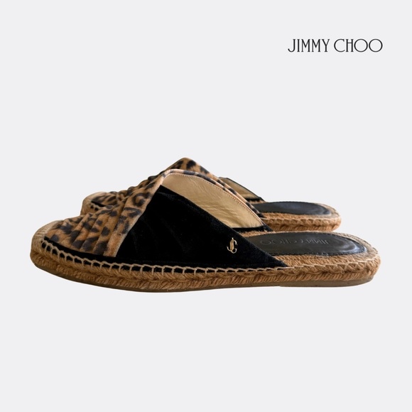 Jimmy Choo Leopard Print Espadrille Flat Sandals / Mules Size EU 38 - Picture 6 of 10